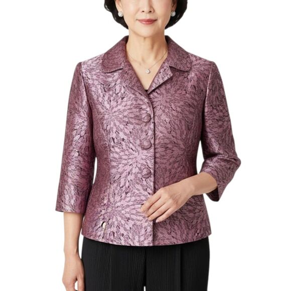 VTG 90s Dressbarn Pink Metallic Teardrop Jacquard Dress Jacket Blazer Sz S - Picture 1 of 13